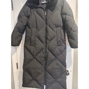 The Recycled Planet Women's Black Quilted Long Lined Puffer Coat Size XS